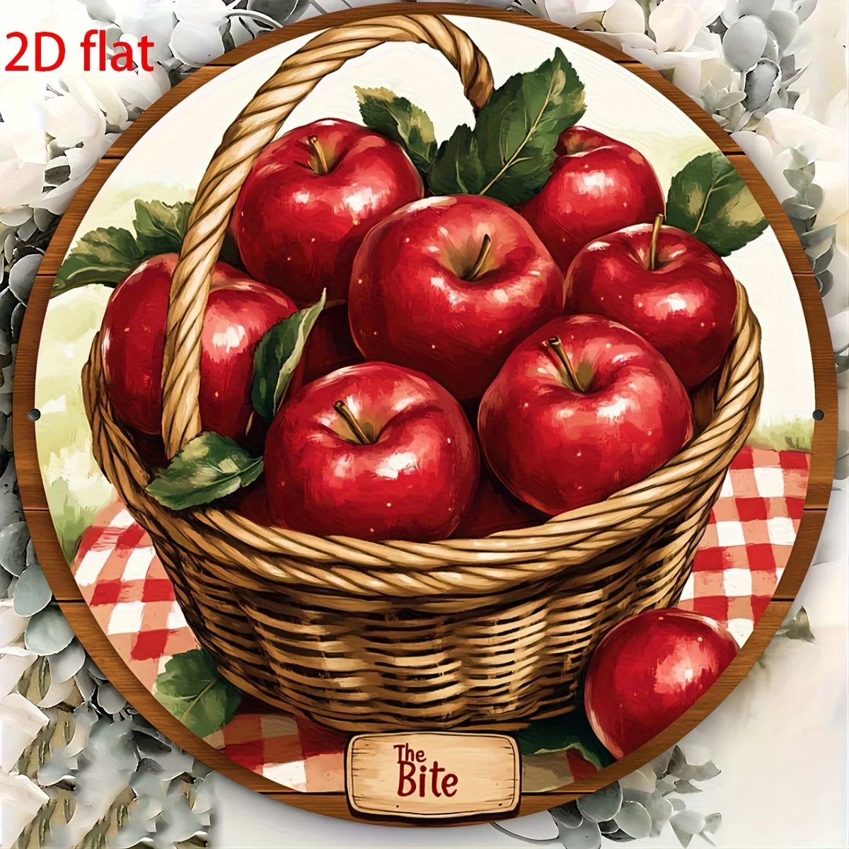 Tin Sign - The Bite Apple Basket Vintage Kitchen Themed Durable Metal Plaque Wall Decor, Home Office Bar Man Cave Wall Art