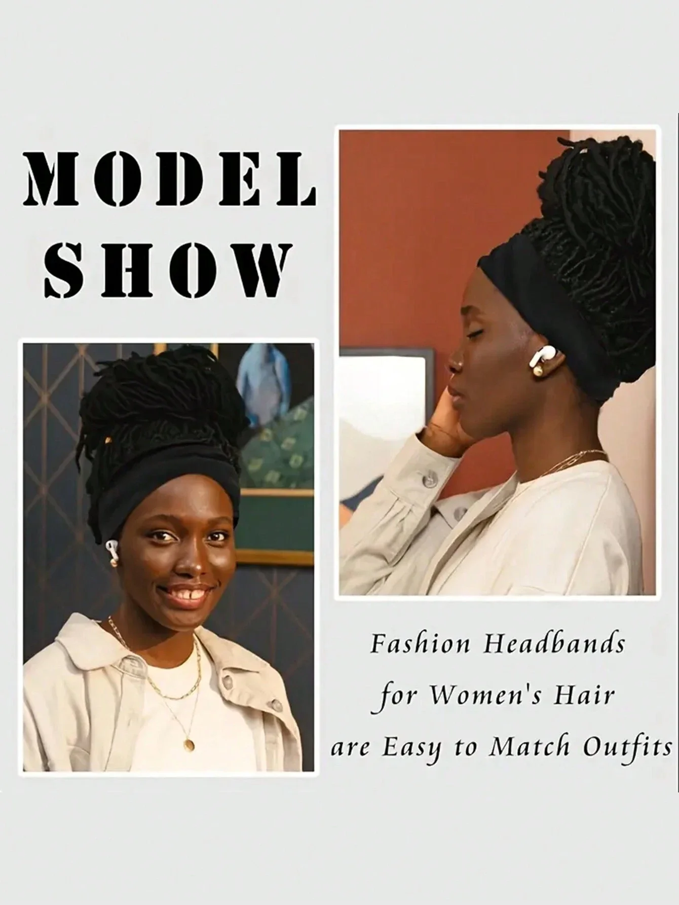 

Набор из 4 женских повязок на голову в стиле бохо – эластичные, нескользящие африканские повязки для волос, идеально подходящие для занятий йогой, спорта и осенне-зимних образов.