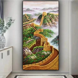 Fullcang kit di pittura diamante di grandi dimensioni fai da te la grande parete della cina ricamo a mosaico completo immagine a cascata di paesaggi naturali