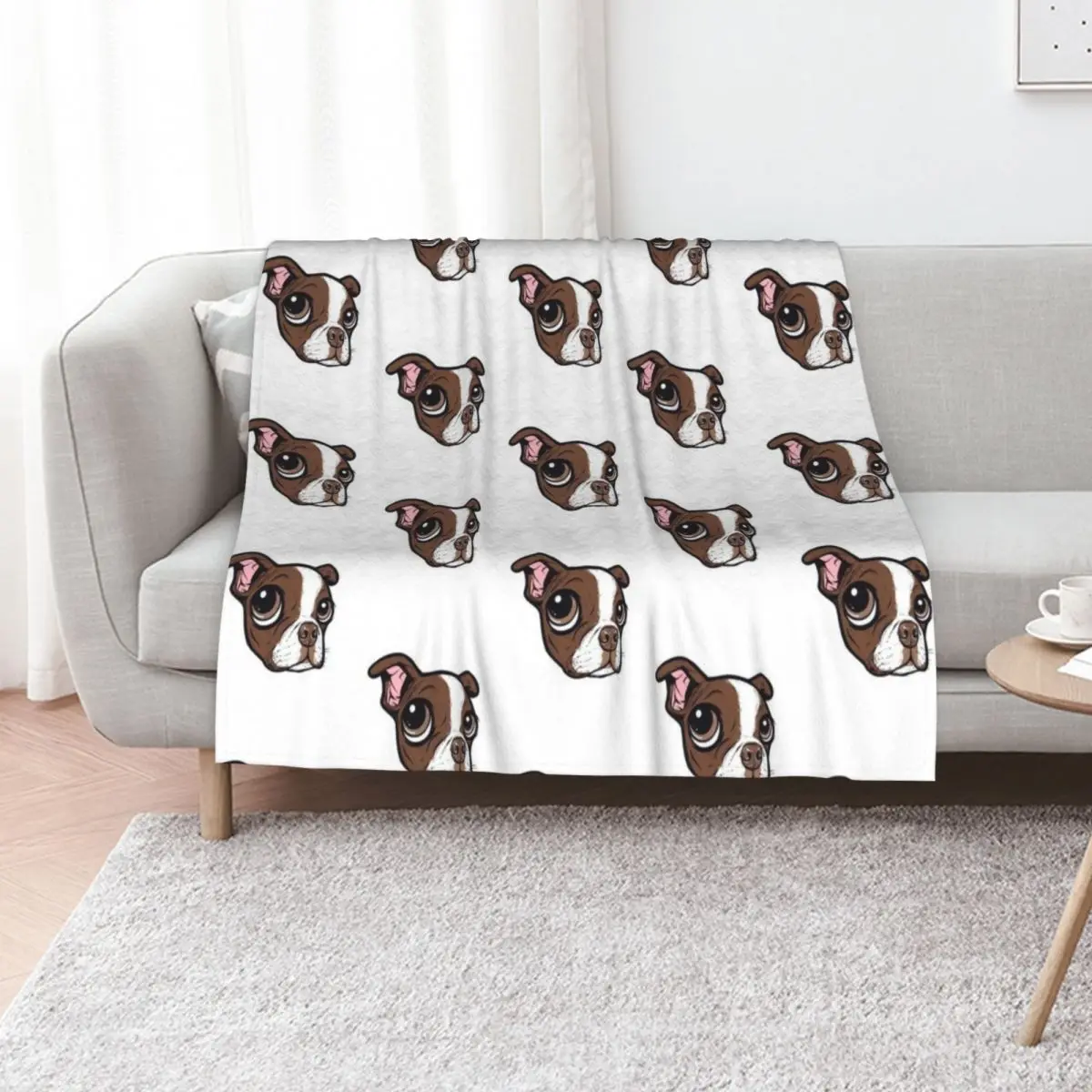 

Brown Boston Terrier Throw Blanket Decorative Throw Hair Soft Plush Plaid for sofa Blankets