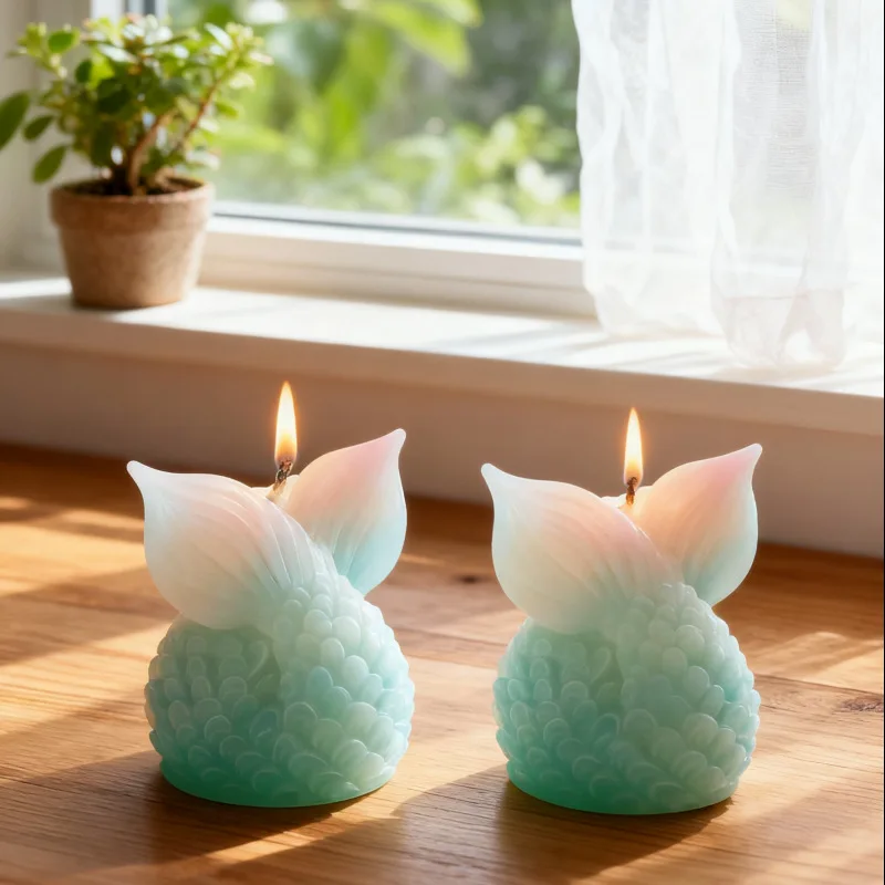 

DIY Mermaid Tail Candle Silicone Mold Scented Diffuser Stone Plaster Resin Ornaments Handmade Soap Molds for Candles Making