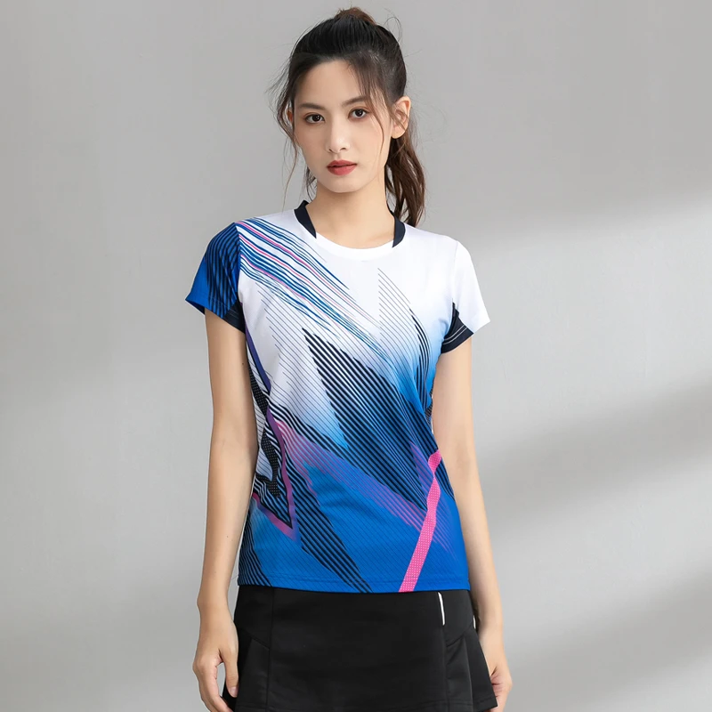 Women Badminton Shirts New 3D Fashion Table Tennis Running Sport Quick Dry Breathable Top Game Outdoor Training Short Sleeves