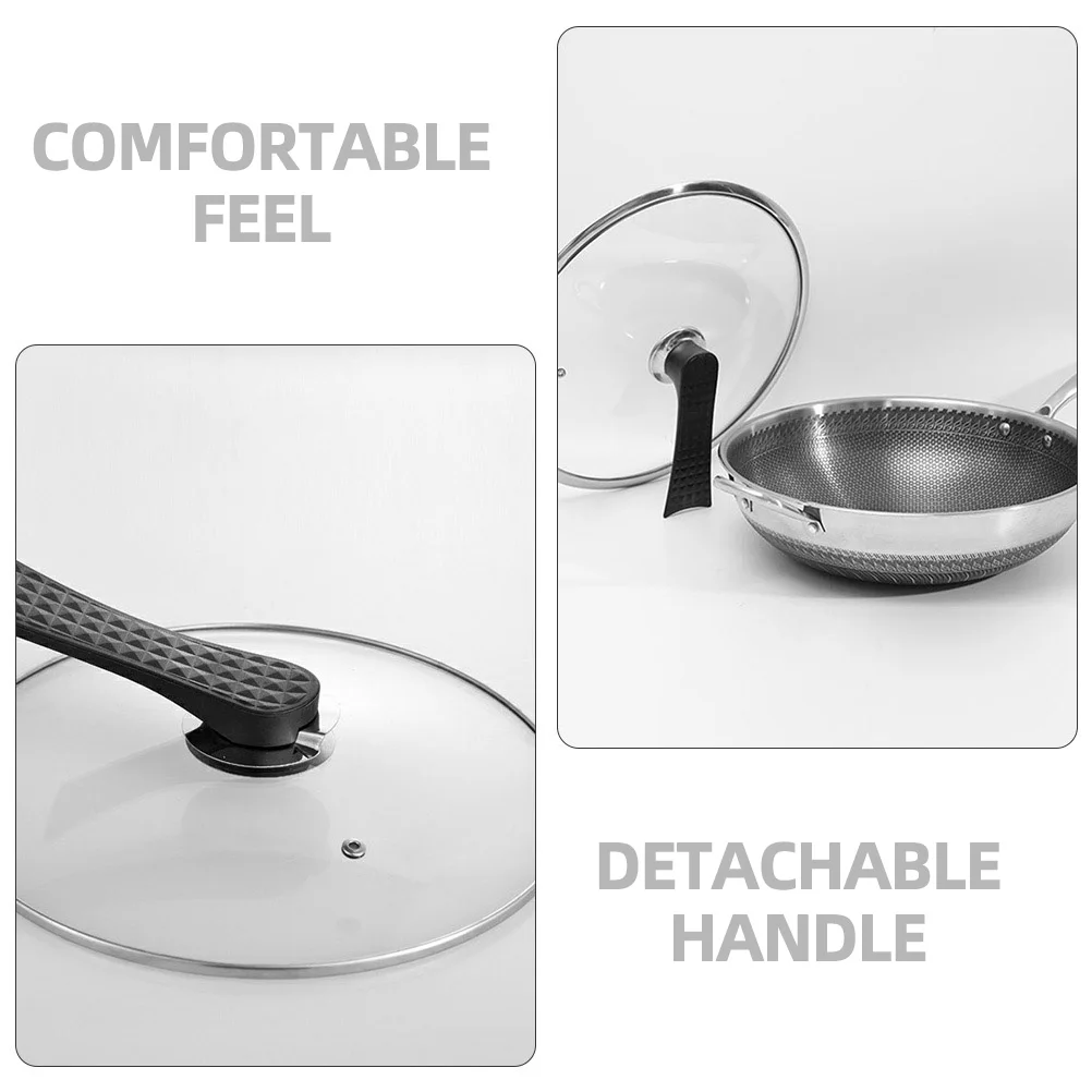 

2pcs Pot Lid Handles Replacement Kitchen Cookware Long Handle Grip Anti-Scald Detachable Pan Cover Handgrip Stand
