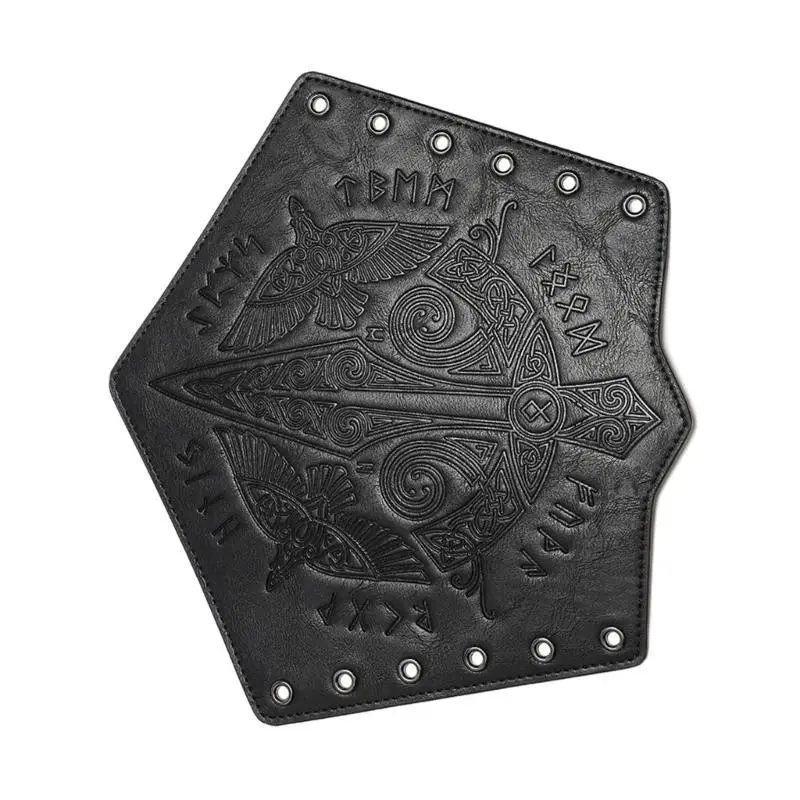 652F Guardia da polso Halloween per giochi ruolo maschile Pirata PU Medievale Pirata Cavaliere Guanto da polso Bracciale