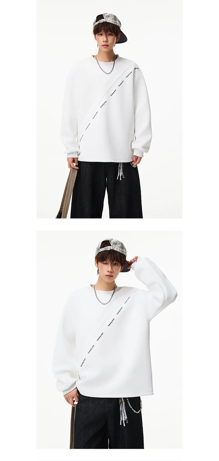 LUZHEN 2026 Autumn New Stripe Printed Loose Round Neck Casual Sweater Pullover Men's Fashion Korean Long Sleeve T-shirts JY8319