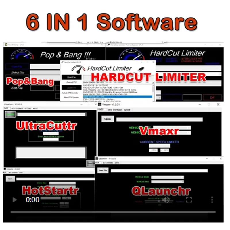 Petrol Engines + Car tool Hard Cut Limiter Diesel+Pop&Bang + HARDCUT LIMITER VMAX+ HotStartr + QLaunchr Software 6iN1 PACKAGE