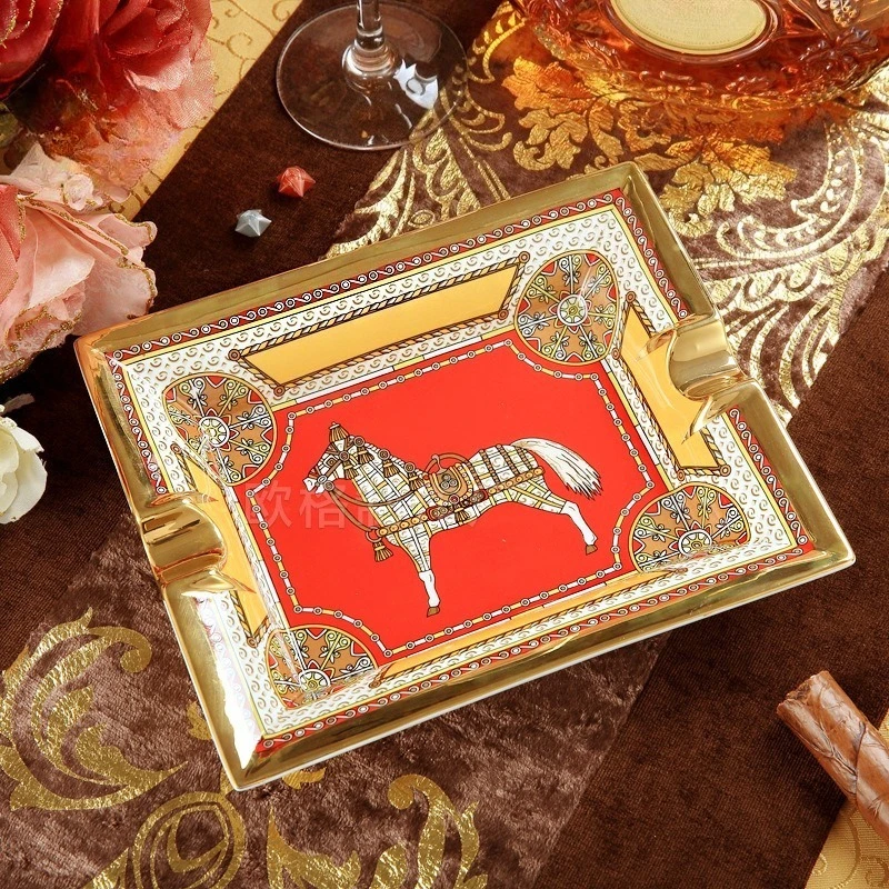 

Европейская винтажная пепельница из костяного фарфора, домашняя мода, украшение для гостиной, отель, образец комнаты, поднос для курения