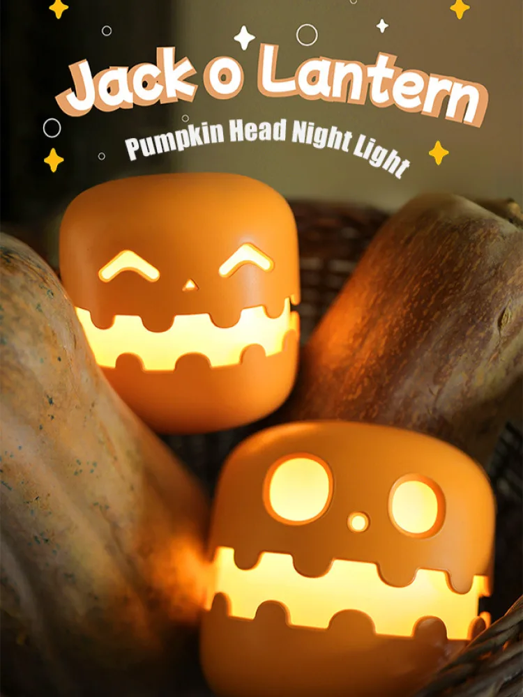 Pumpkin Head Decorative Lights Night Lights Pop Up Lights Warm Lights Holiday Cycle Charging image 3