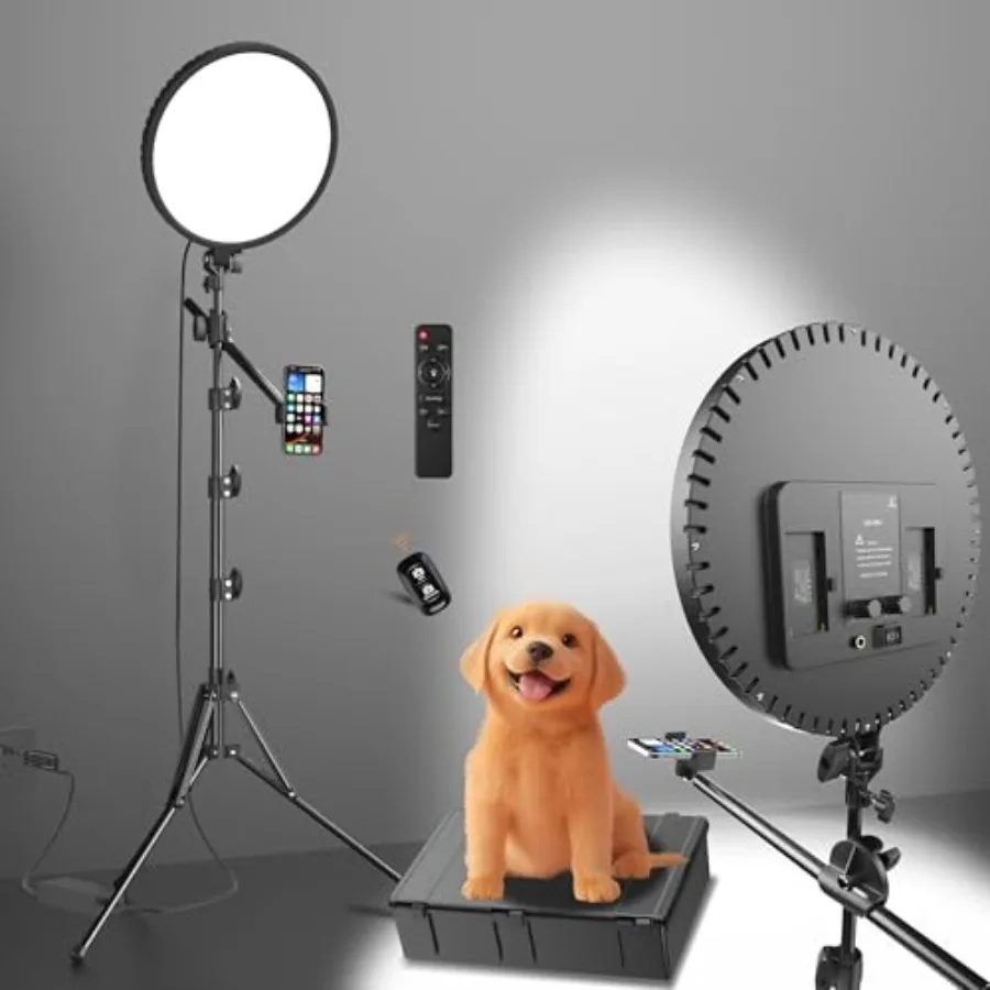 

Большая профессиональная лампа для парикмахерских с 72-дюймовой подставкой, 55 Вт, 6500K, полноэкранная кольцевая лампа для селфи с штативом, держателем для телефона 360° и пультом дистанционного управления