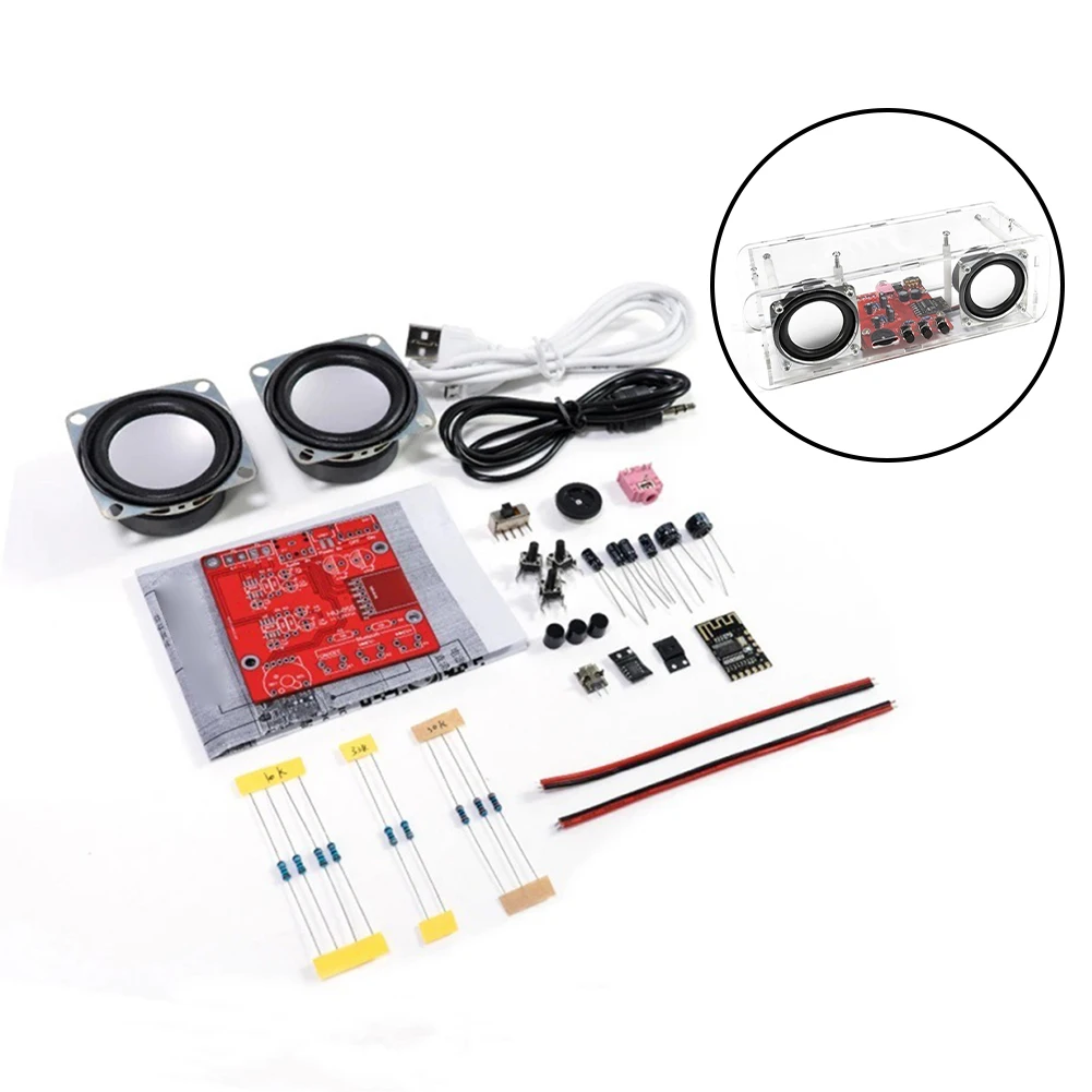 FM Radio Construction Kit 5W Power 87.5-108MHz Digital Blue LED Display Purple for acrylic Body 204x70x65mm Dimensions