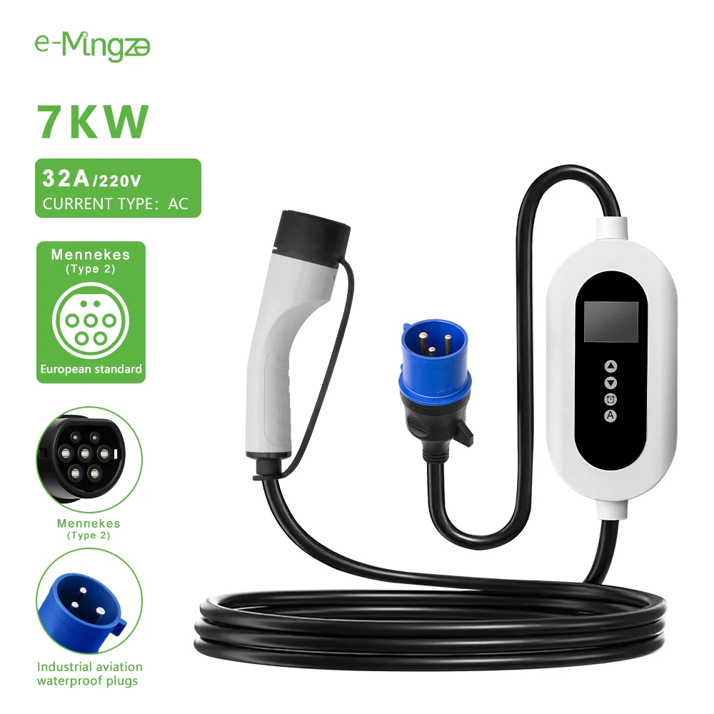 E-Mingze 7kw Type 2 Ev Oplader Ac Snelle Ev Oplader Stations