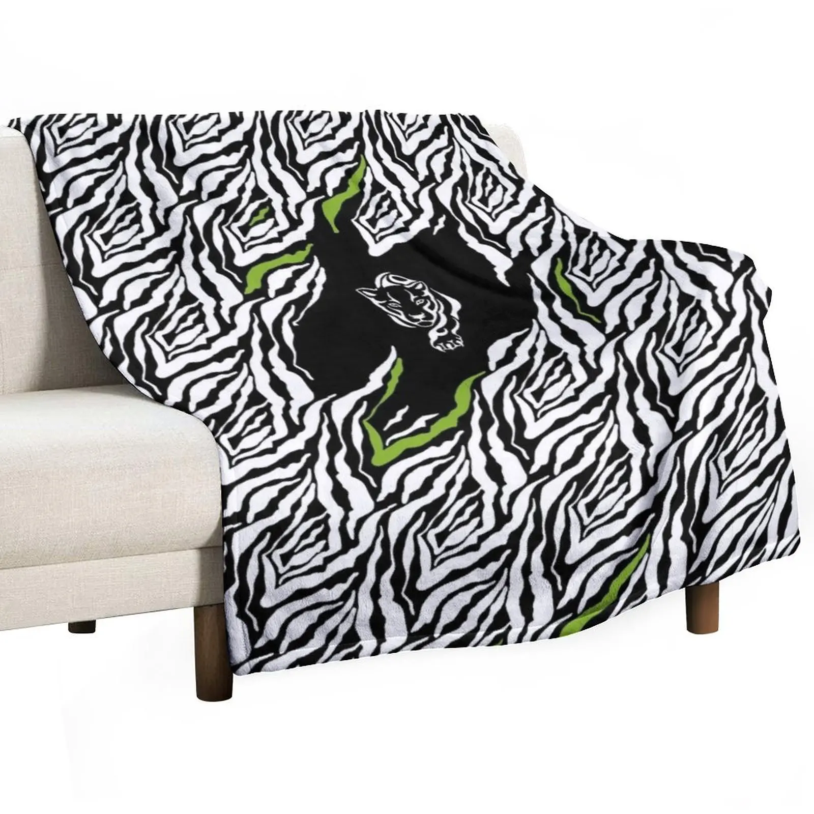 GOWILD Seamless Zebra Panther / Cougar Design - black Throw Blanket Hairys Single Thins Blankets