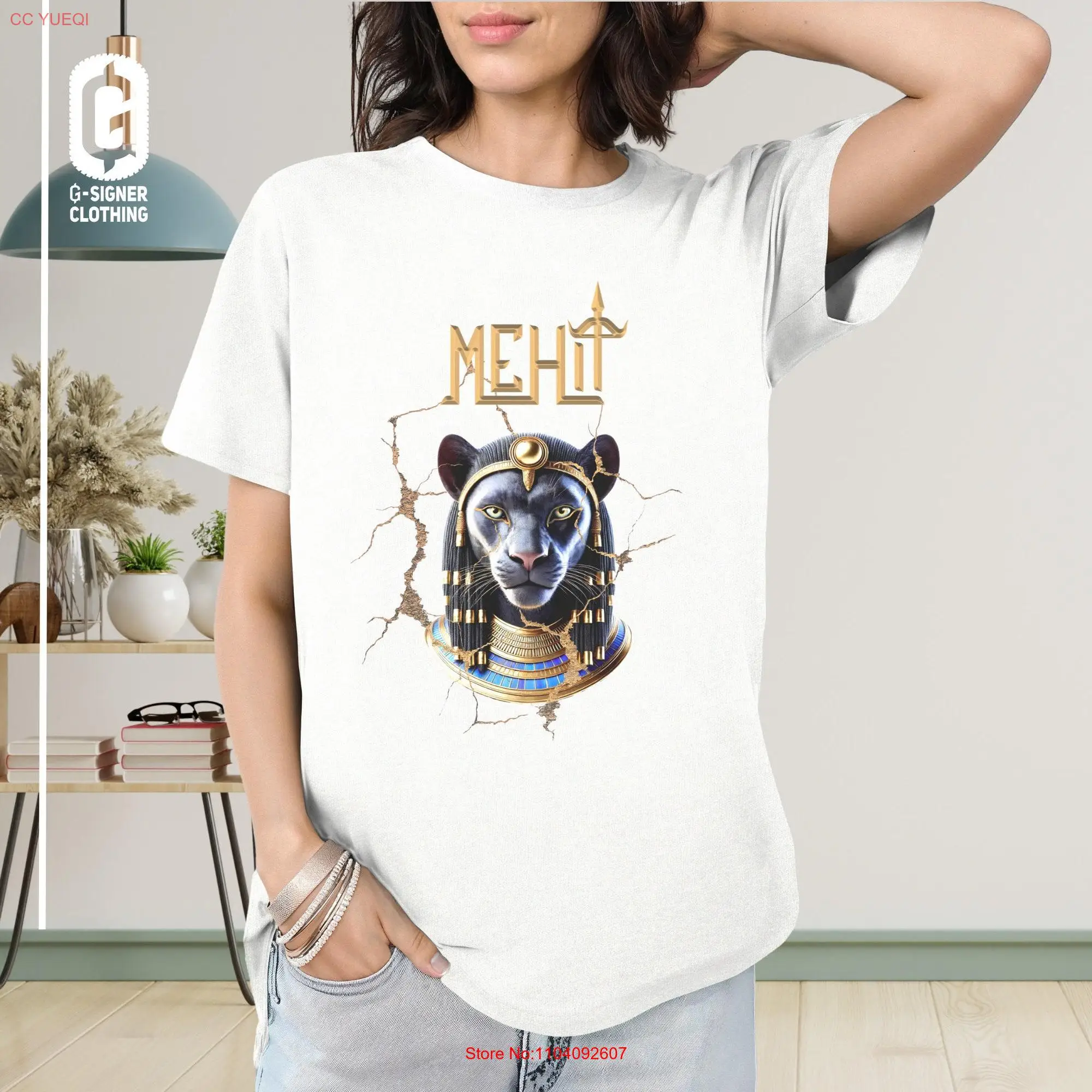 Egyptian Mythology Idea T Shirt Mehit Ancient Deity Classic Historic Theme Cat Lioness Goddess Design Crewneck