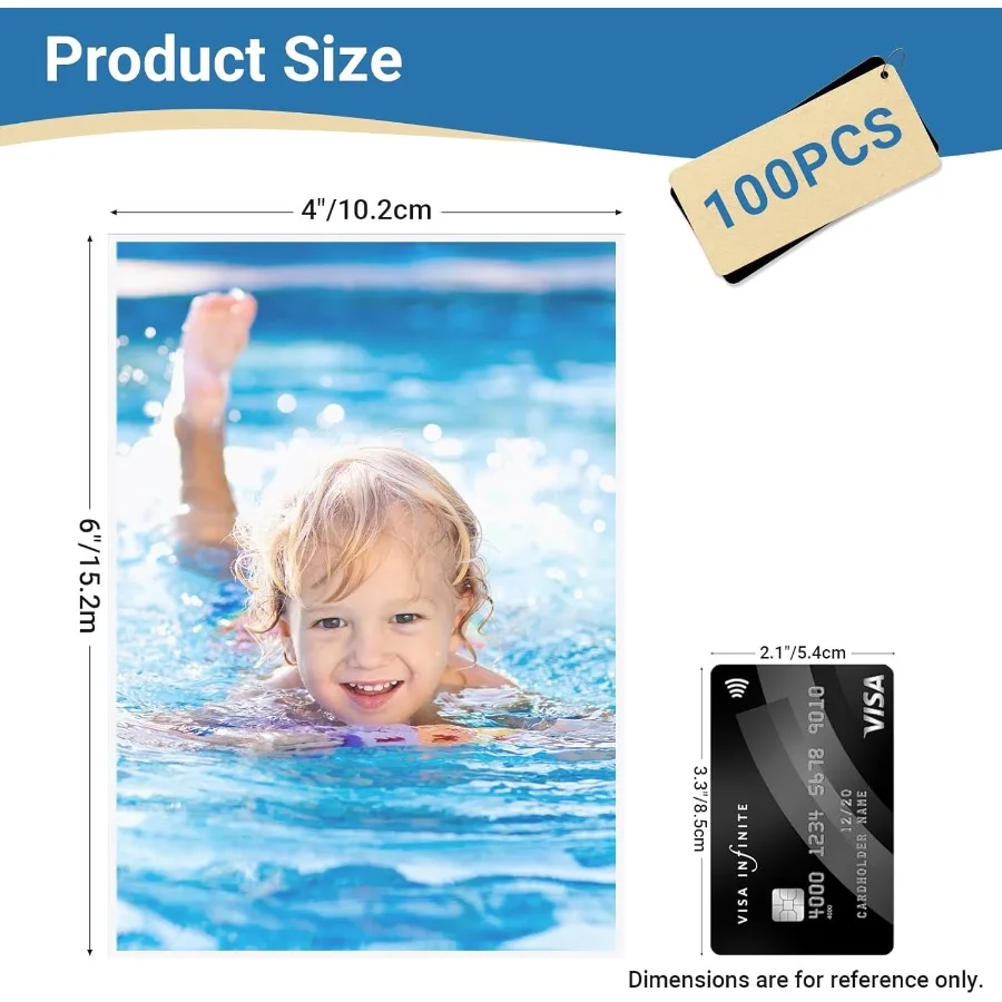 Fundas para fotos de 4x6, paquete de 100 hojas de carga superior, protector de archivo, funda para sesión fotográfica de plástico segura e impermeable, fundas suaves y transparentes