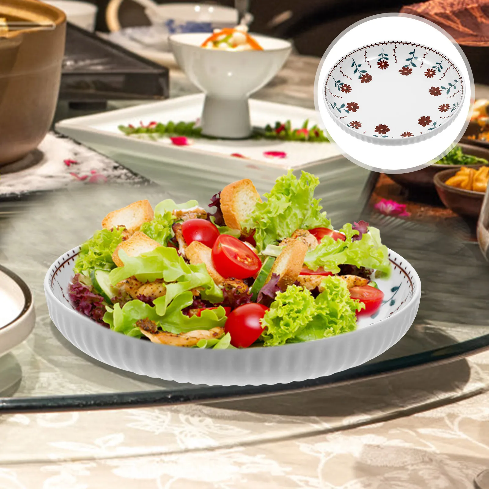 

Sunflower Ceramic Plate Japanese Style Salad Pasta Dessert Safe Heat Cold Resistant Large Capacity Multi-Function
