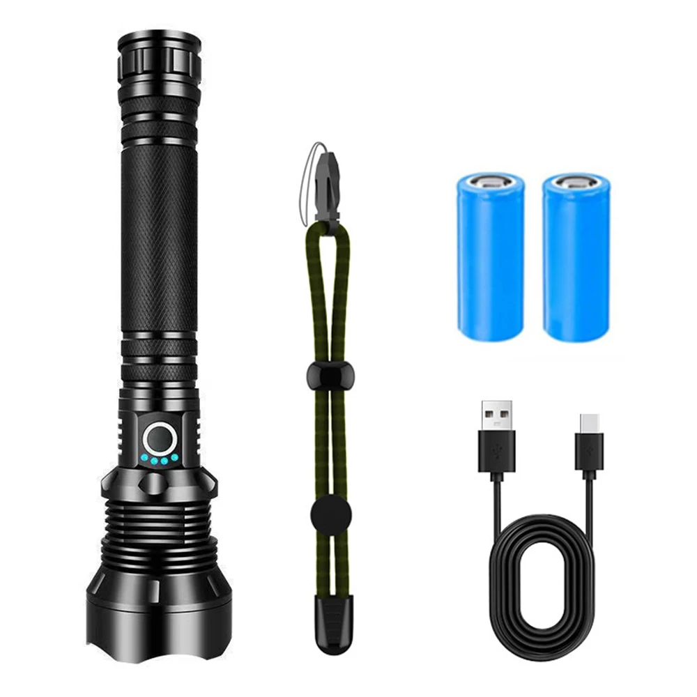 High Power LED Flashlight Type-C USB Rechargeable Tactical Torch 500M Long Range Ultra Powerful Flashlight Camping Lantern