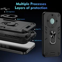 Armor Case for Honor Magic 6 5 Lite X9a X8a X7a X9 X8 X7 X6 X6a 4G 5G X5 Plus Shockproof Car Magnetic Ring Holder Phone Cover