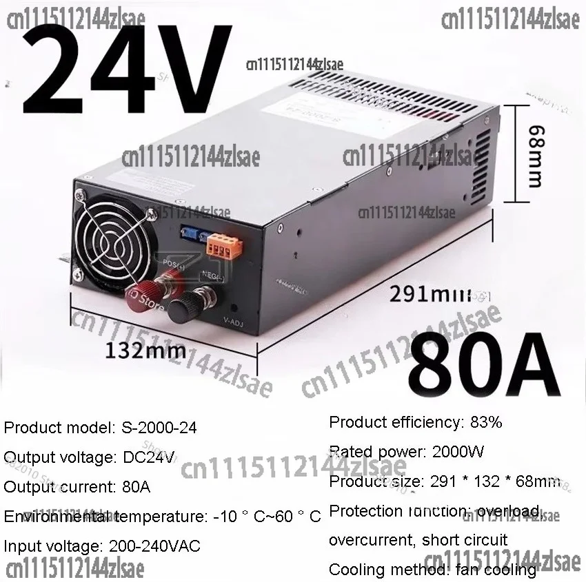 2000W High Power Switching Power Supply, 24V 36V 48V Adjustable Transformer Constant Voltage Current Digital Display 110V/220V