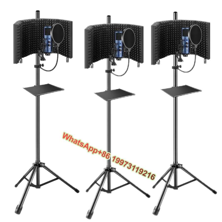 

5-панельный звукоизоляционный кронштейн с напольным кронштейном, лоток для микрофона, записывающее оборудование, крепления и подставки для микрофона с шумоподавлением для студии