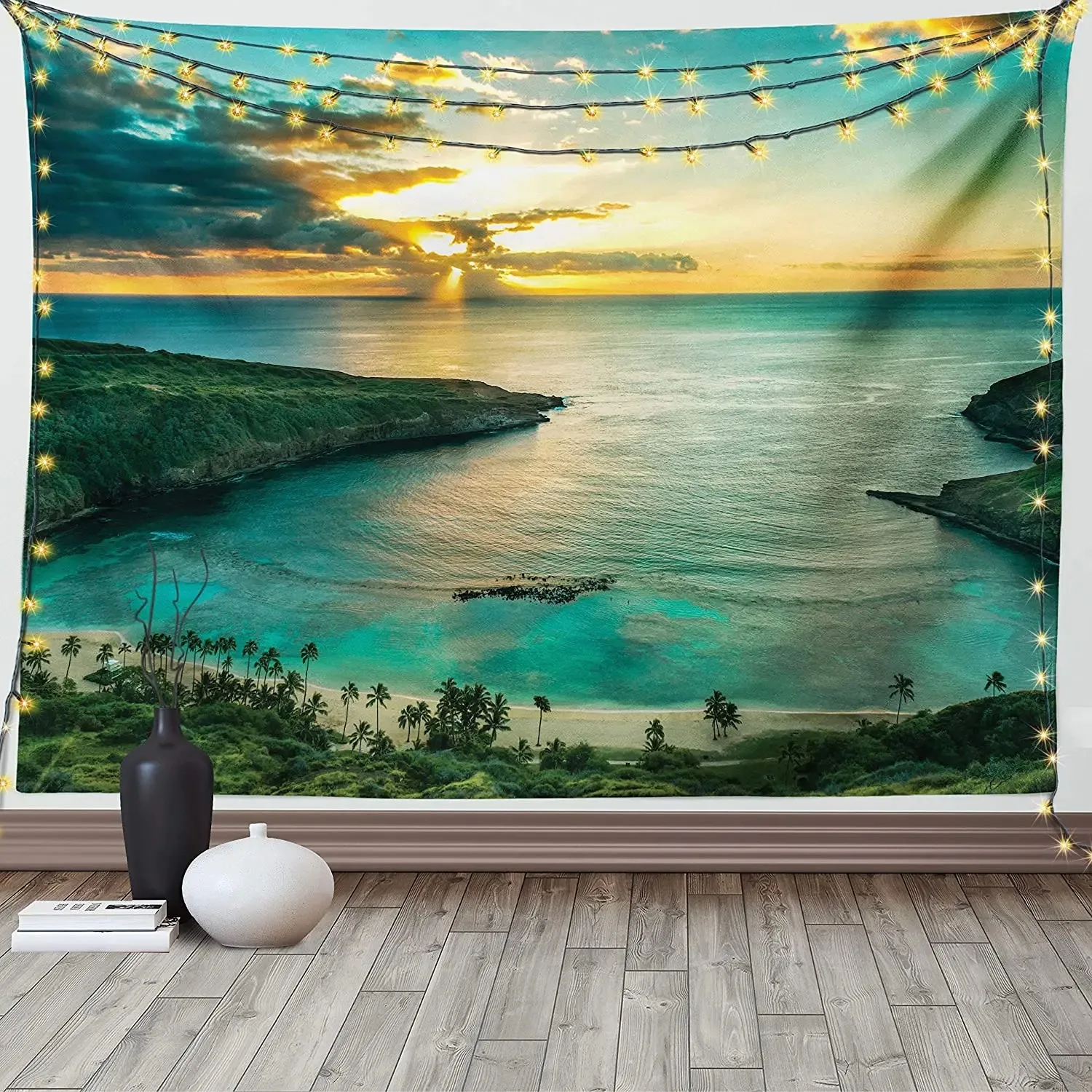 Hawaii sunrise Hanauma Oahu sun pattern tapestry home decoration background cloth house living room wall hanging cloth