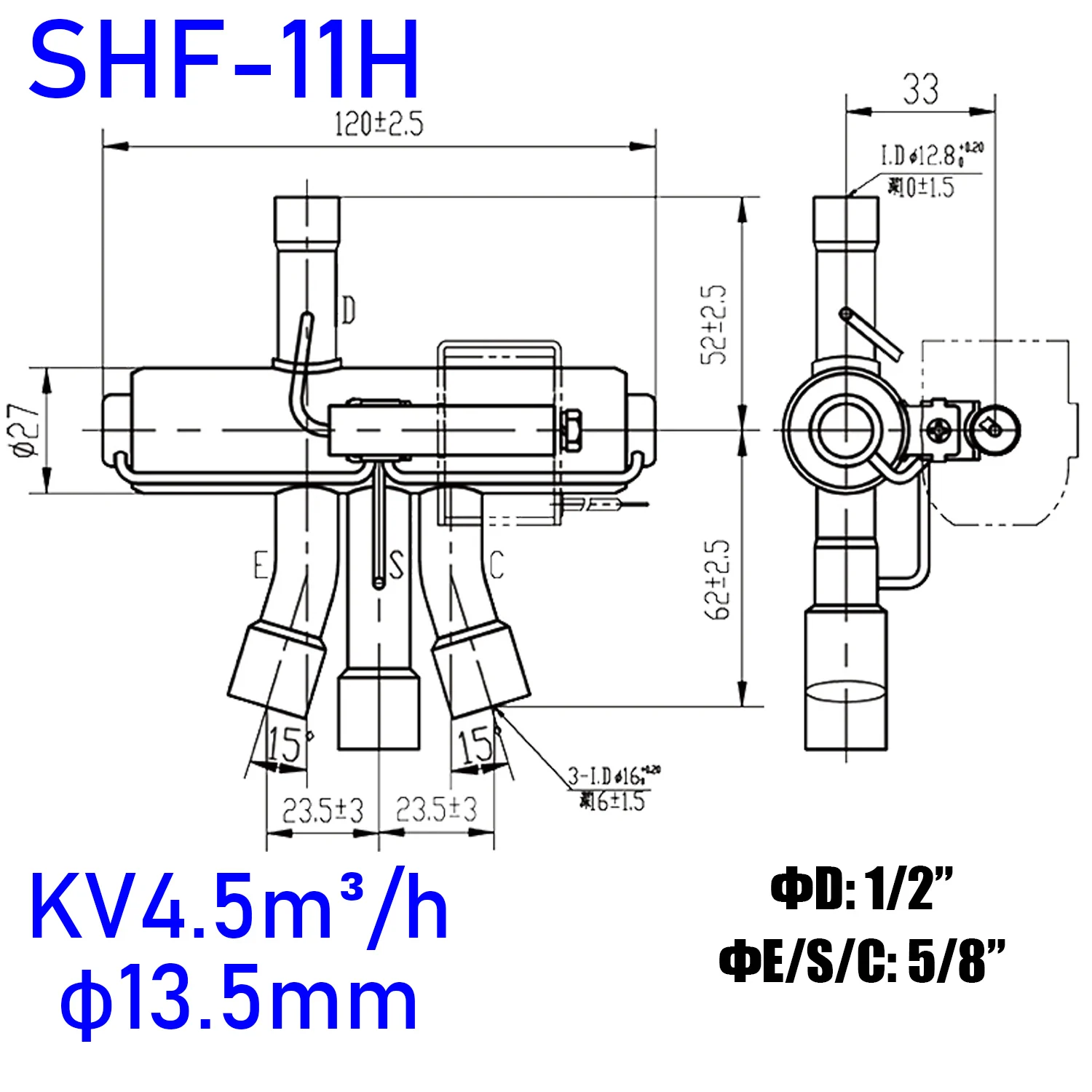 يمكن تركيب الصمام العكسي بأربعة اتجاهات KV 5m3/h معدات فريزر 2 ~ 4HP لإزالة تذويب المبخر عن طريق اتجاه تدفق الفلوريد #2
