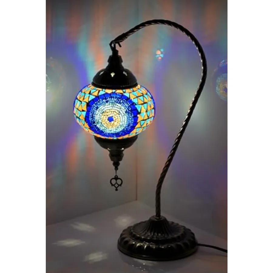 

Swan Neck Turkish Moroccan Lamp Handmade Stained Mosaic Glass Vintage Lamp Shade Bohemian Tiffany Style Bedside Night Lamp Ligh