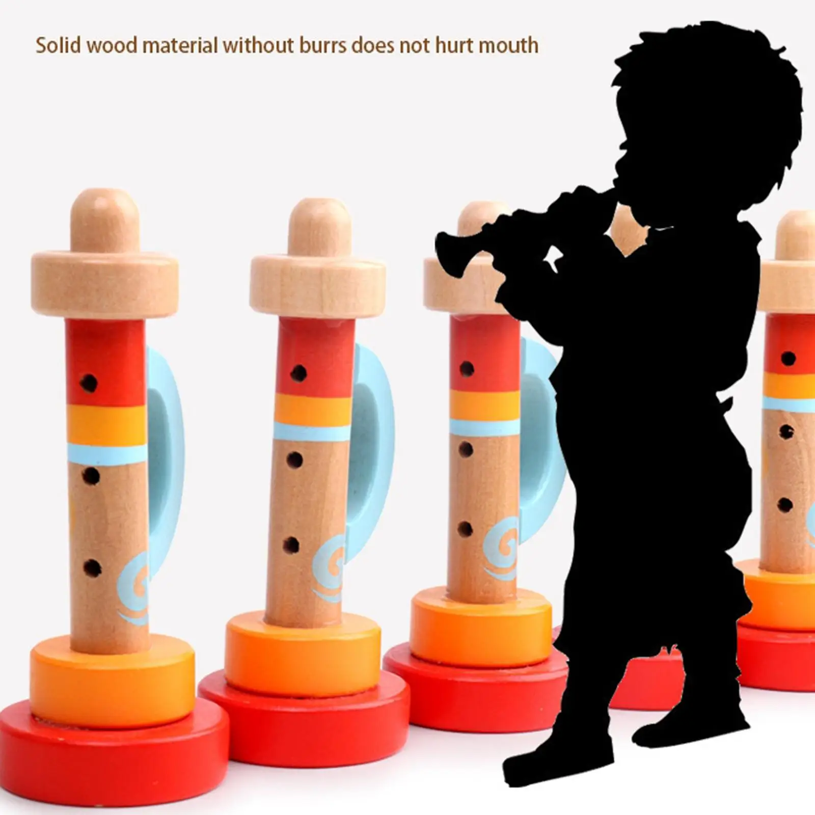 Colorful Wood Trumpet 3 Hole Hooter Bugle Horn Children Kids Music Art Educational Birthday Toys Birthday Gift