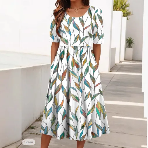 Nouvelles robes de soirée Ropa Para Mujer printemps été plage vacances robe femmes imprimé grand ourlet nouvelle ligne a robe de Style de banlieue