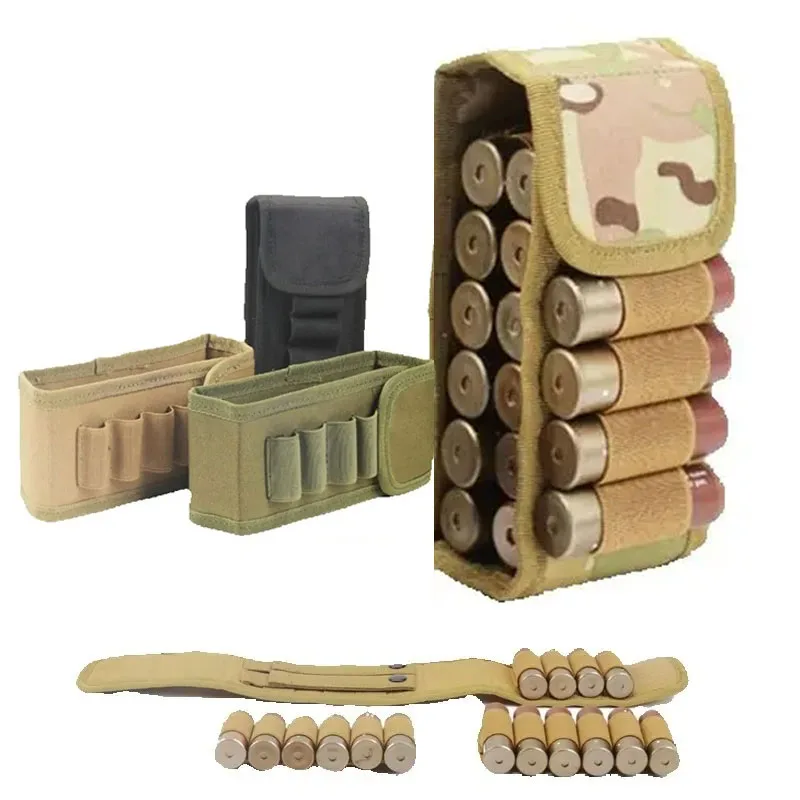 16 Round Shotgun Shells Holder Tactical Molle Mag Pouch 12GA 20 Gauge Cartridges Bullet Hunting airsoft Shooting Ammo Waist Bag