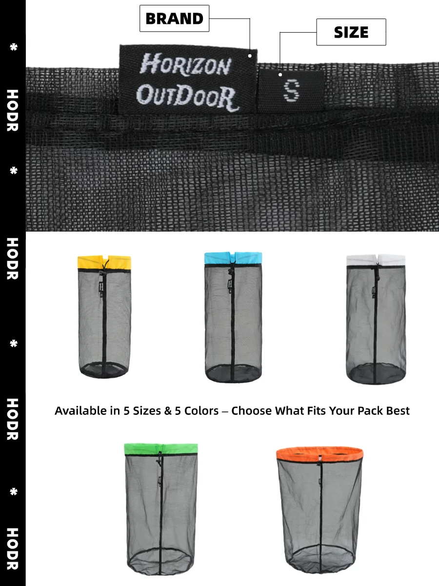 Ultraleichter Mesh-Stuff-Sack mit Kordelzug, Aufbewahrungstasche aus hochdichtem Nylon, Organizer-Beutel für Camping, Wandern, Kleidung, Schlafsack – Detail 5
