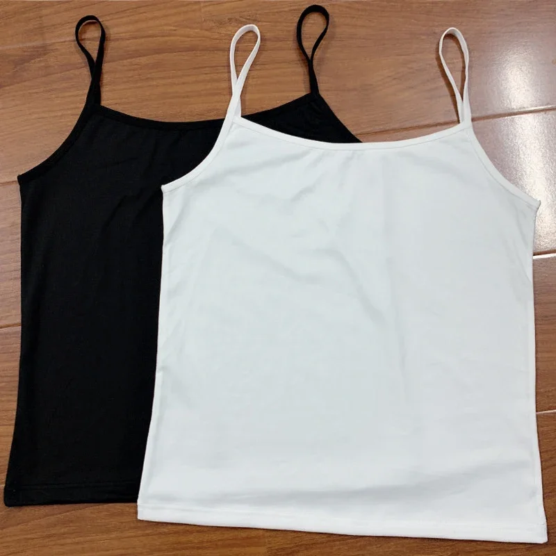 Women Camisoles Summer Girl Sexy Strap Cotton Sleeveless Thin Camisole Vest Solid Top Simple Base Vest Tops Female Undies