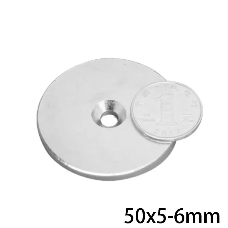 50x5-6 mm Round Strong Magnet 50*5 mm Hole 6mm Circle Magnets 50x5-6mm  For Home Refrigerators, Offices DIY 50*5-6