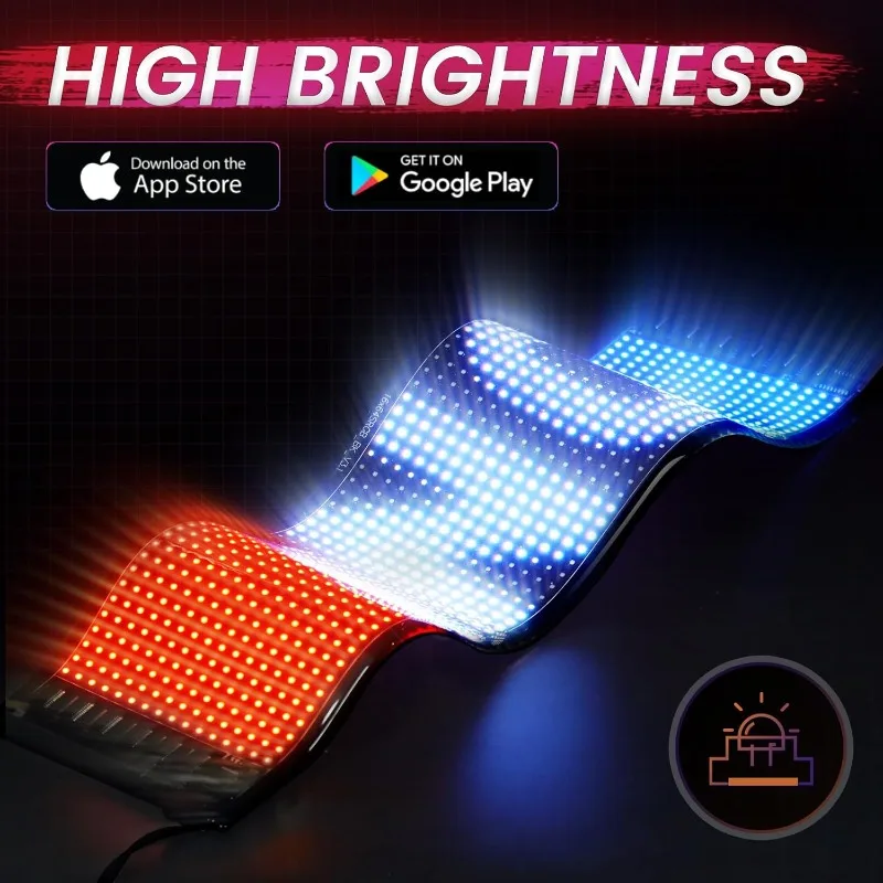 Devil Eyes Light Flex Signs Programmable LED Pixel Display Soft Screen App Control DIY Text Pattern for Cars Trucks Windshield