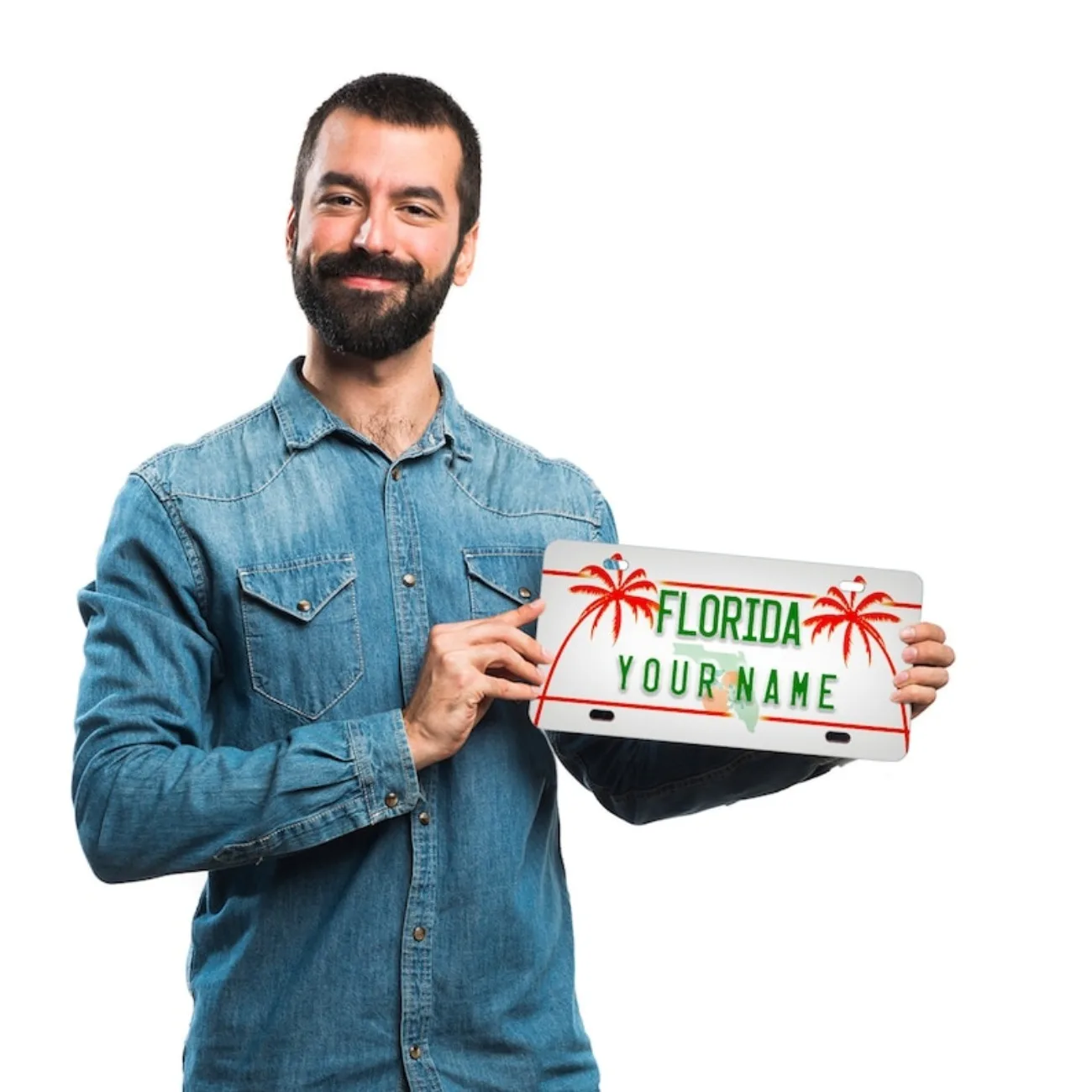 لوحة ترخيص ألومنيوم مخصصة مخصصة من فلوريدا - ديكور السيارة/الدراجة النارية، تذكارية لقضاء عطلة ولاية أشعة الشمس (الديكور فقط)