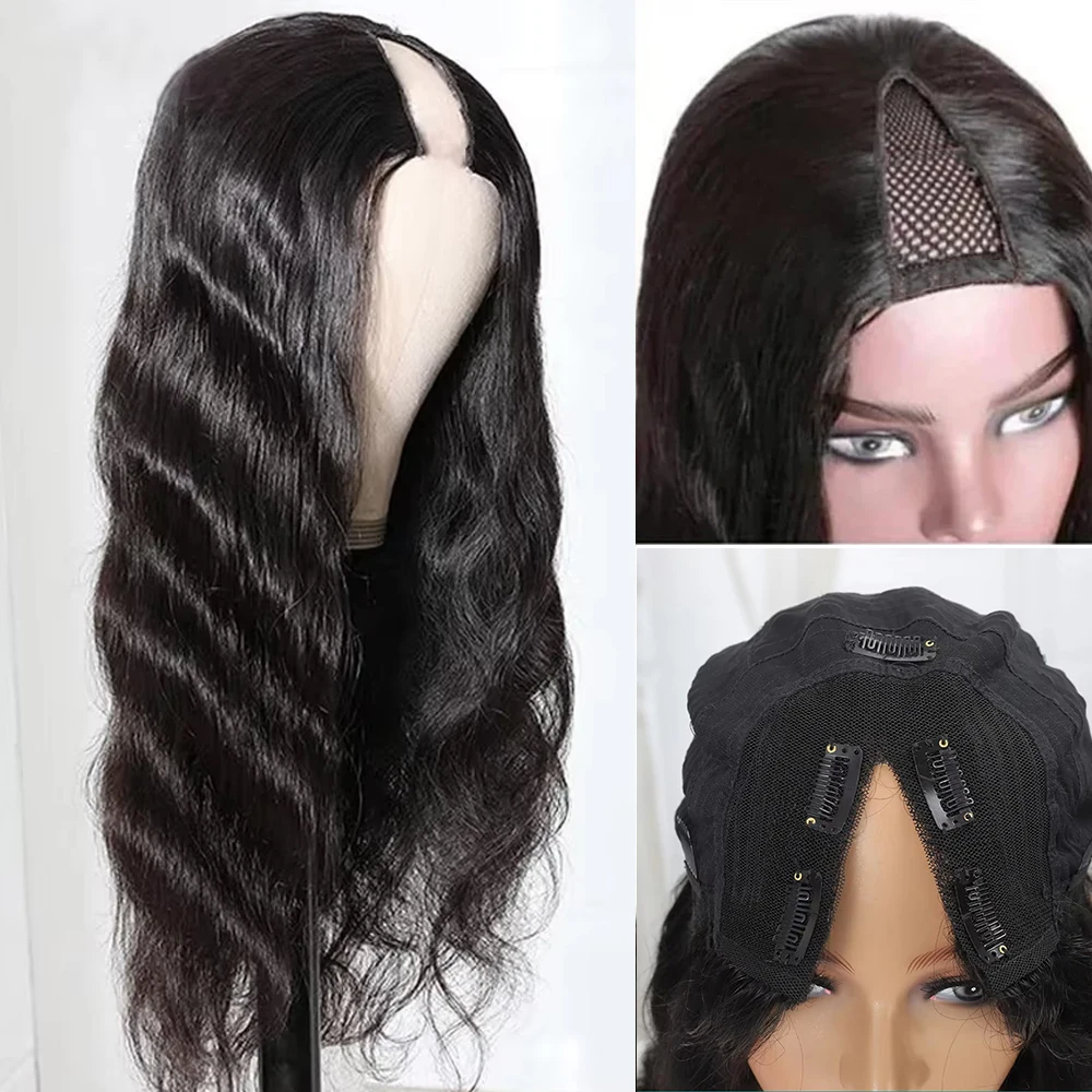 Natural Natural Black V part Human Hair Wigs Bone Straight Beginner Friendly No Lace No Glue 100% Human Hair Wigs For Women Brazillian - Aliexpress Deal