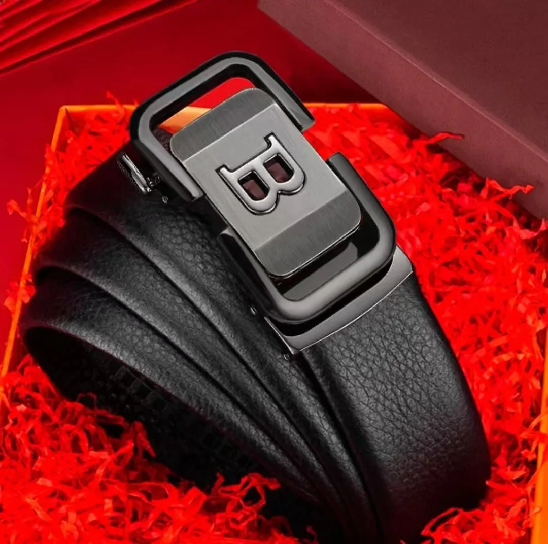 Men's Classic Automatic Buckle Belt - Premium Business Waistband for Middle-Aged & Youth, Professional Information Style Design