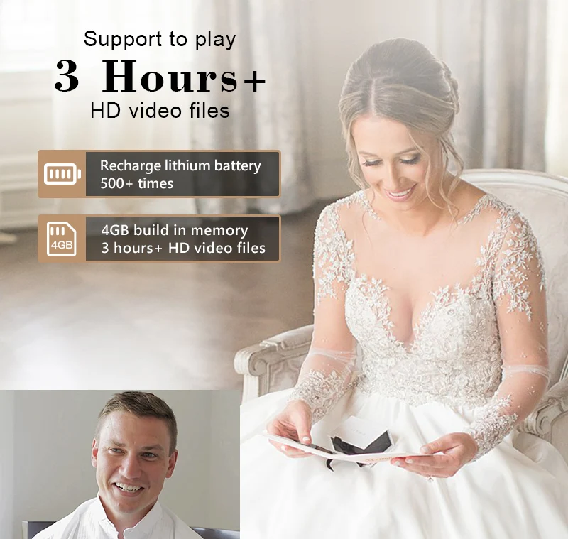 OUR WEDDING GOLD FOIL Video Book that plays your wedding video Card with 7 inch IPS Display Wedding Video Album