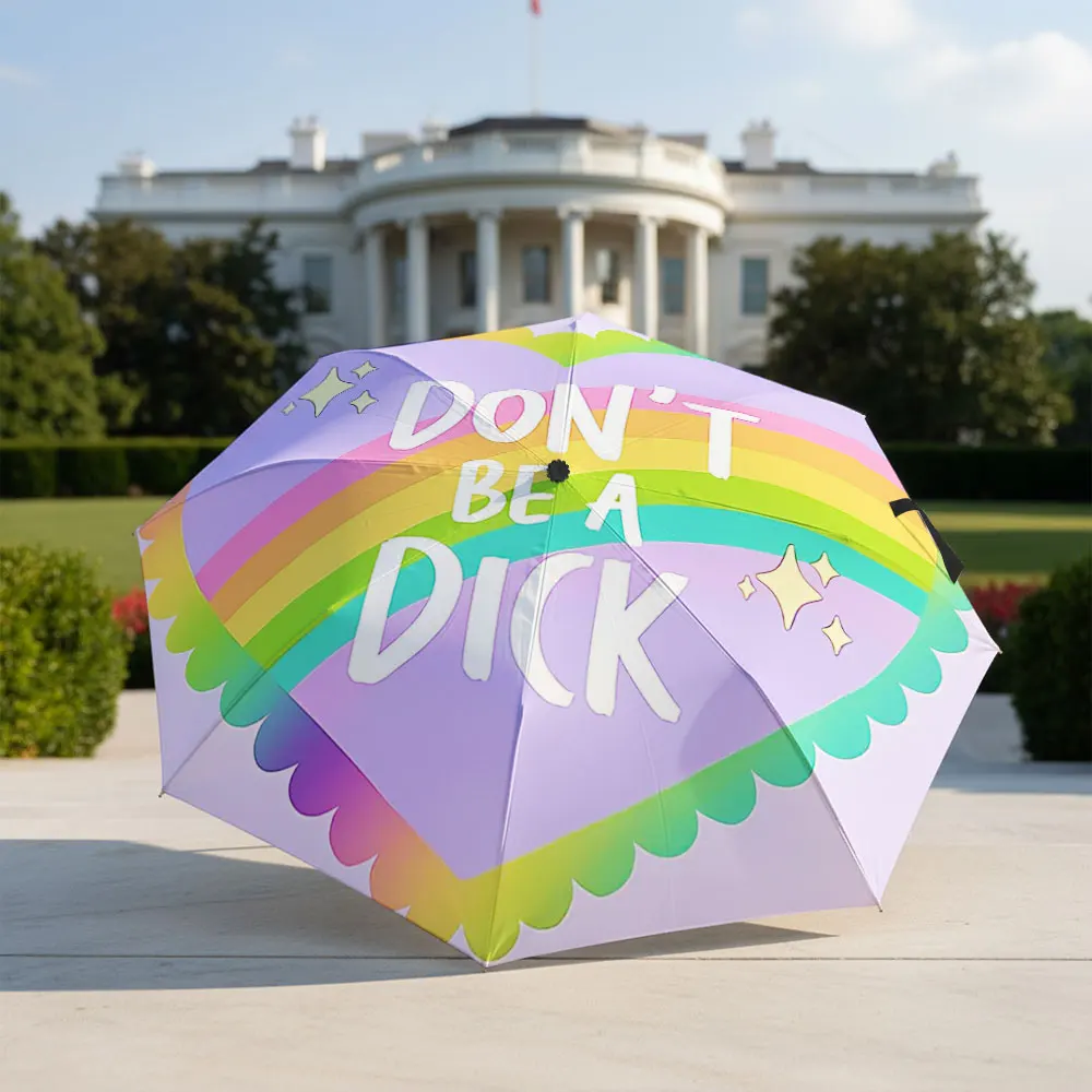 Heart-Shaped Rainbow with Positive Message Umbrella Compact Fashion Folding Umbrella for Daily Use, Christmas Gift