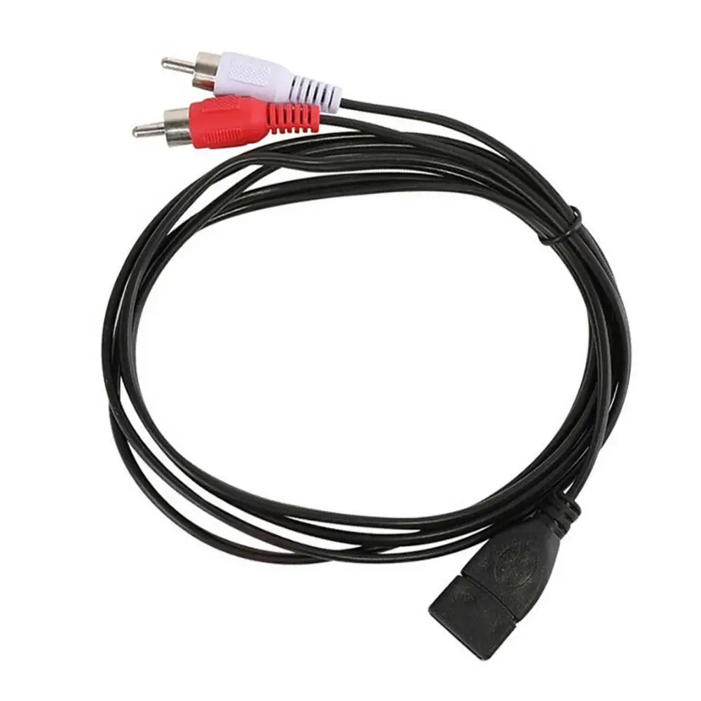 New 1.5 m/5 ft USB A female socketss to 2RCA male plug audio video extension cable audio adapter audio