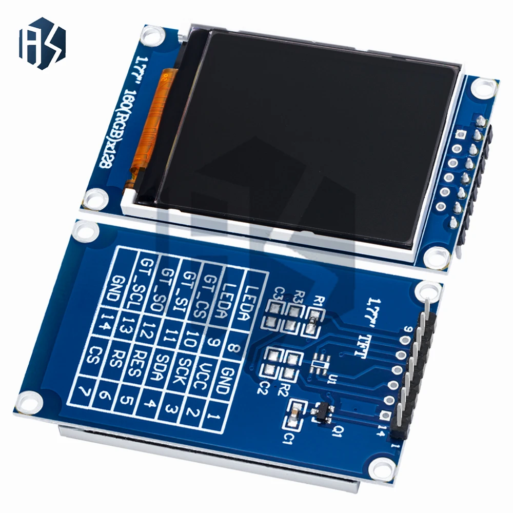 ‌ Módulo de exibição LCD TFT ST7735S de 1,77 polegadas, resolução 128x160, interface SPI, tela colorida para wearable/dispositivos médicos