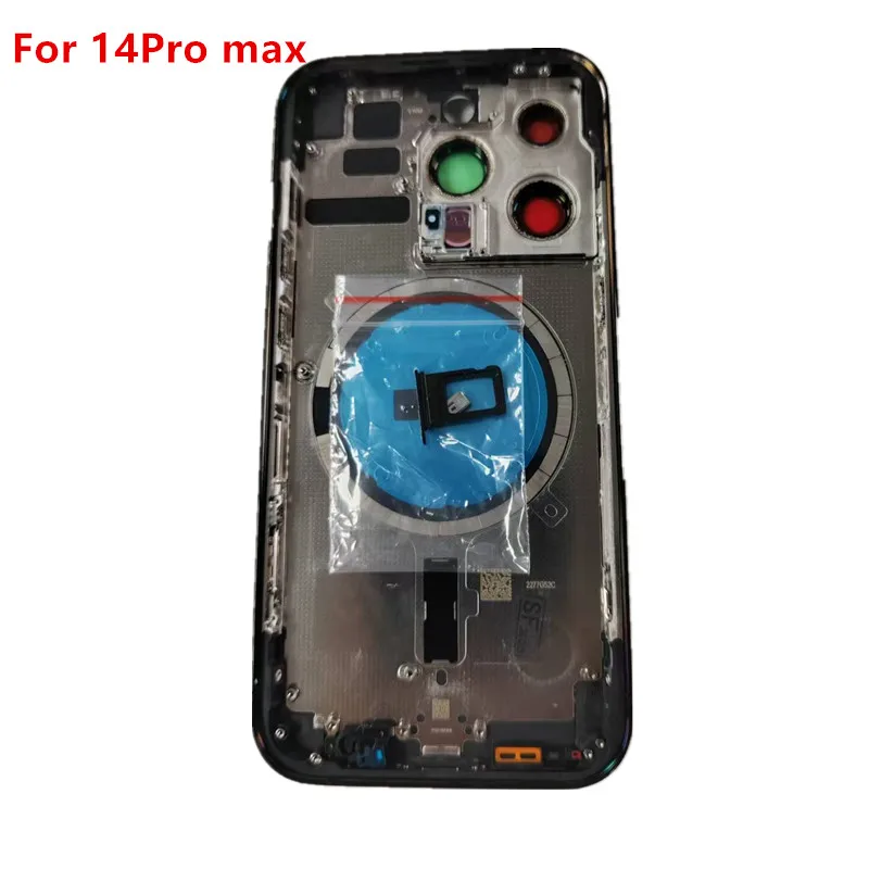 غطاء الإسكان الخلفي آيفون 14 برو ماكس OEM باب البطارية الخلفي الزجاج الخلفي مع إطار الهيكل علبة SIM أجزاء المفاتيح الجانبية 14 برو ماكس #1