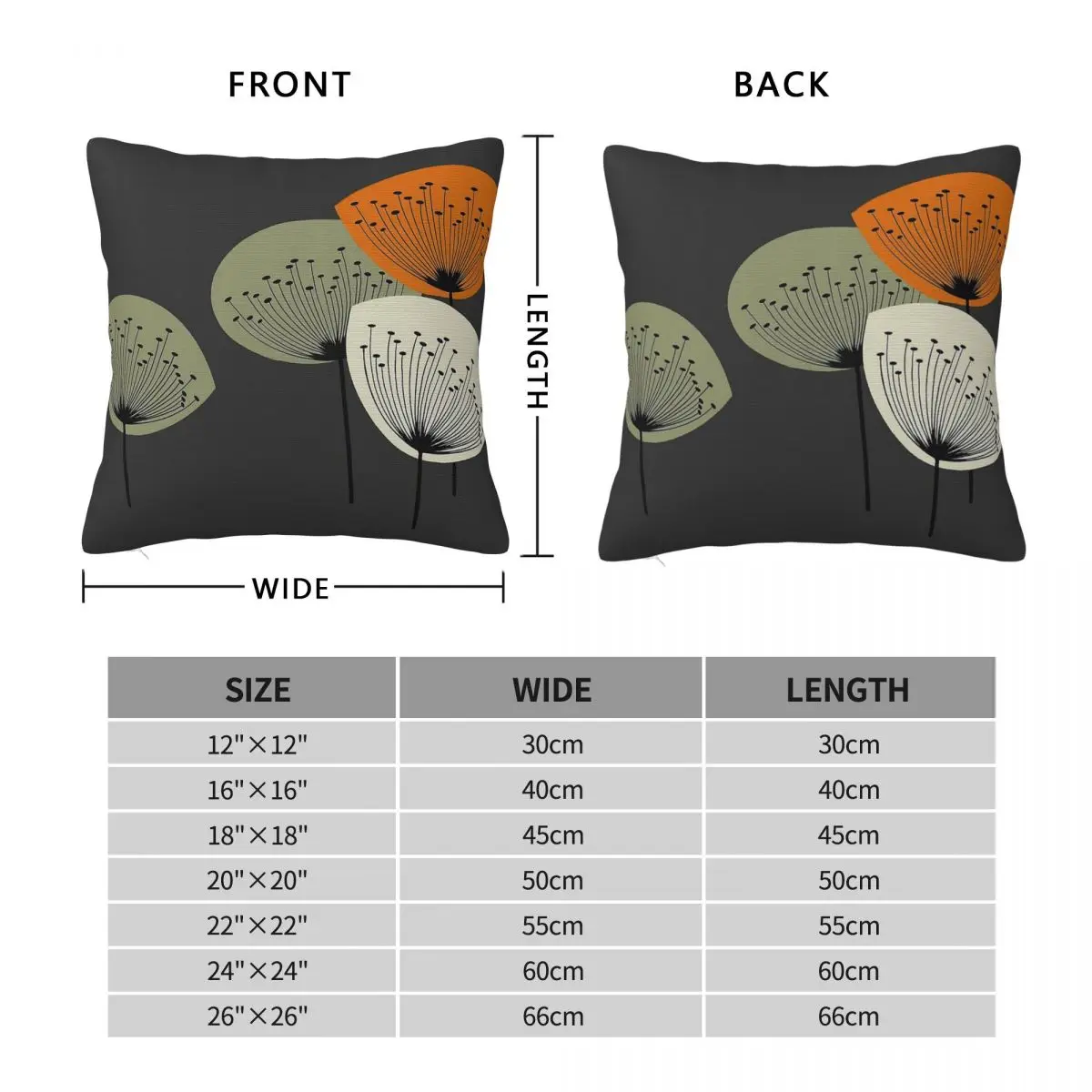 Mid Century Modern Floral Cool Tones Square Pillowcase Polyester Linen Velvet Creative Zip Throw Pillow Home Cushion Cover 45x45