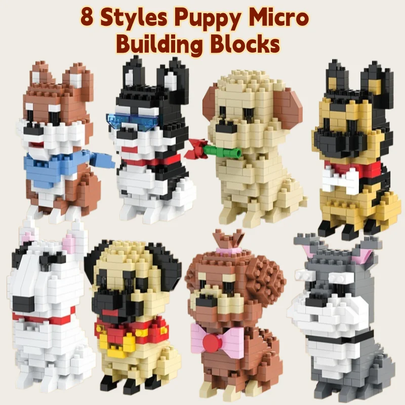 DIY Kreative Micro Bausteine Set Hunde Cartoon Charakter Modelle DIY Pädagogisches Spielzeug Für Kinder Geburtstag Geschenk