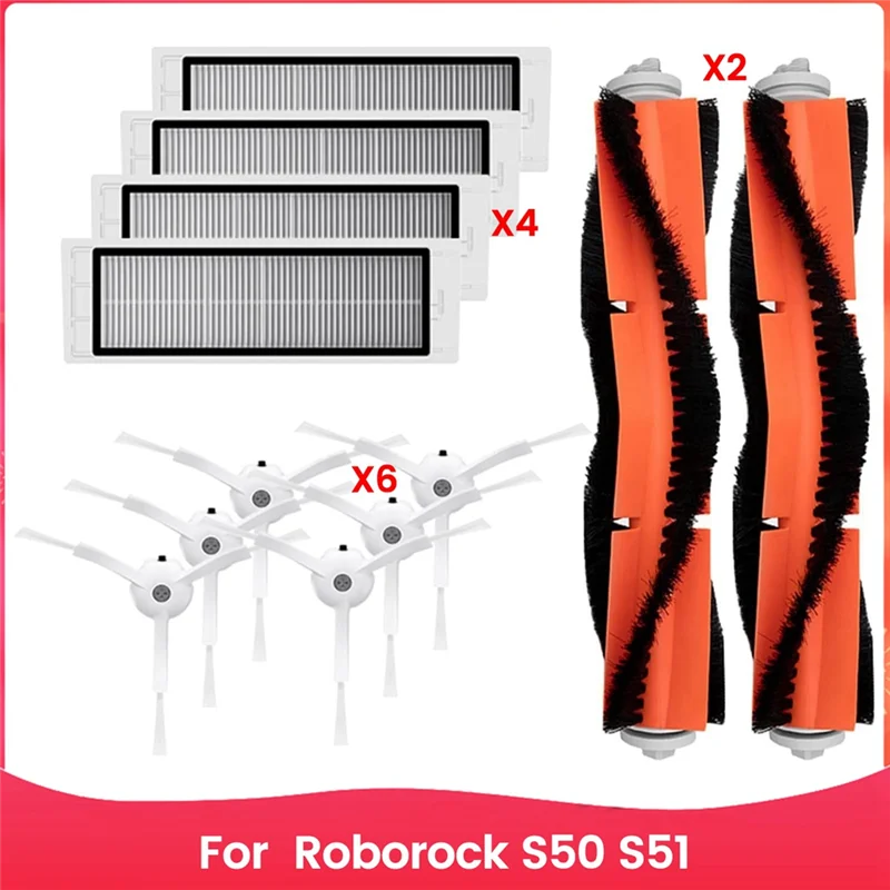 

RMWIN-Accessories Kit For Roborock S50 S51 Robot Vacuum Cleaner Replacement Parts Main Side Brush Hepa Filters
