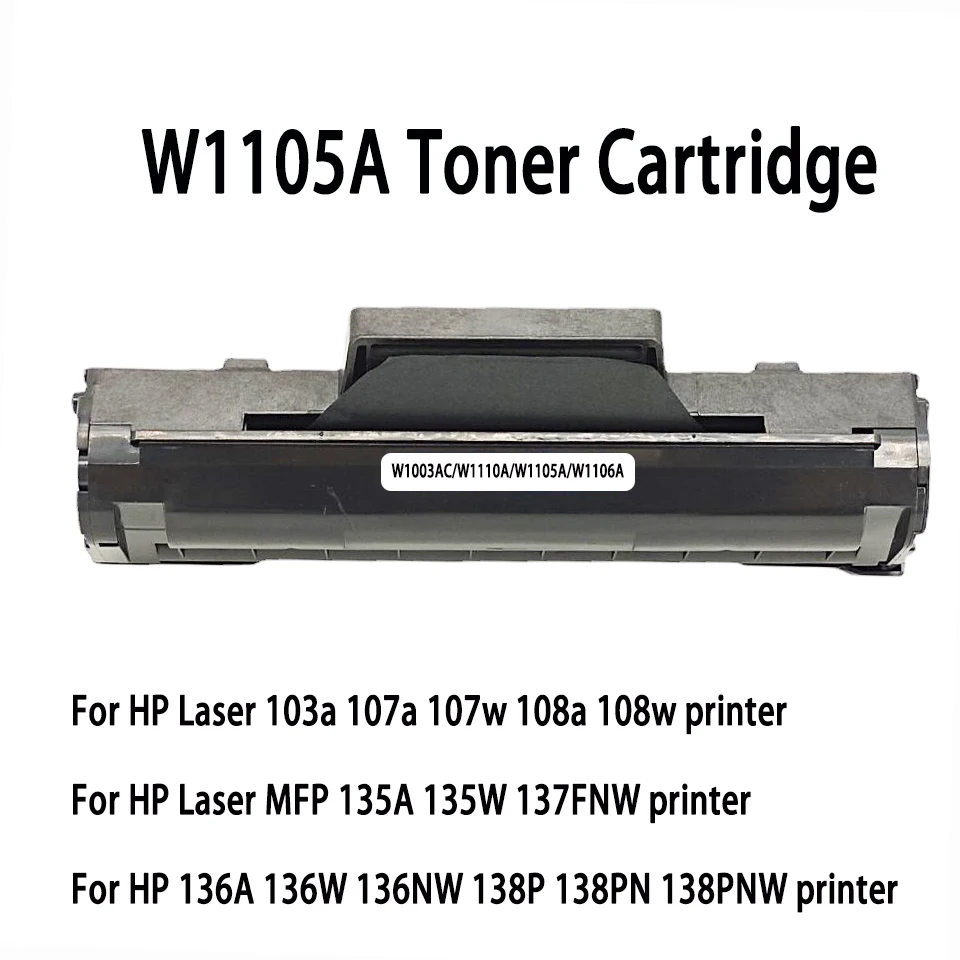 Cartucho de Tóner W1105A W1106A W1107A 105A 106A 107A para Impresoras HP Laser MFP 103a 136w 136a 136nw 138p 138pn 138pnw 107a 108a