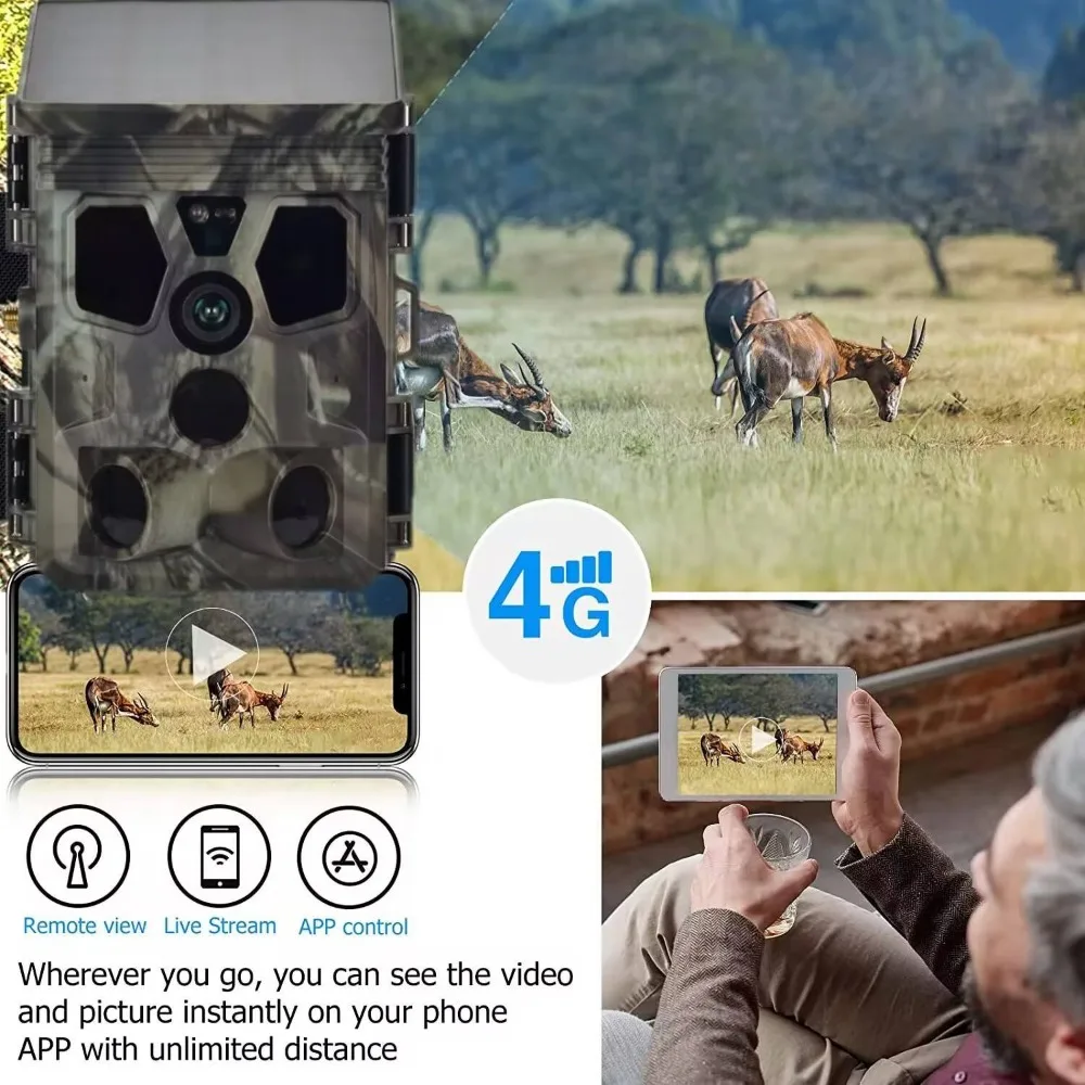 Suntekcam HC-603Pro Waterproof IP65 Hunting Camera New 4G Solar Charged Free Cloud Live Streaming Email FTP Wild Camera