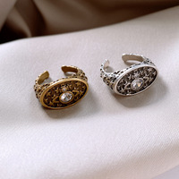 European And American Retro Zircon Oval Saturn Open Ring Fashion All-match  Female Jewelry