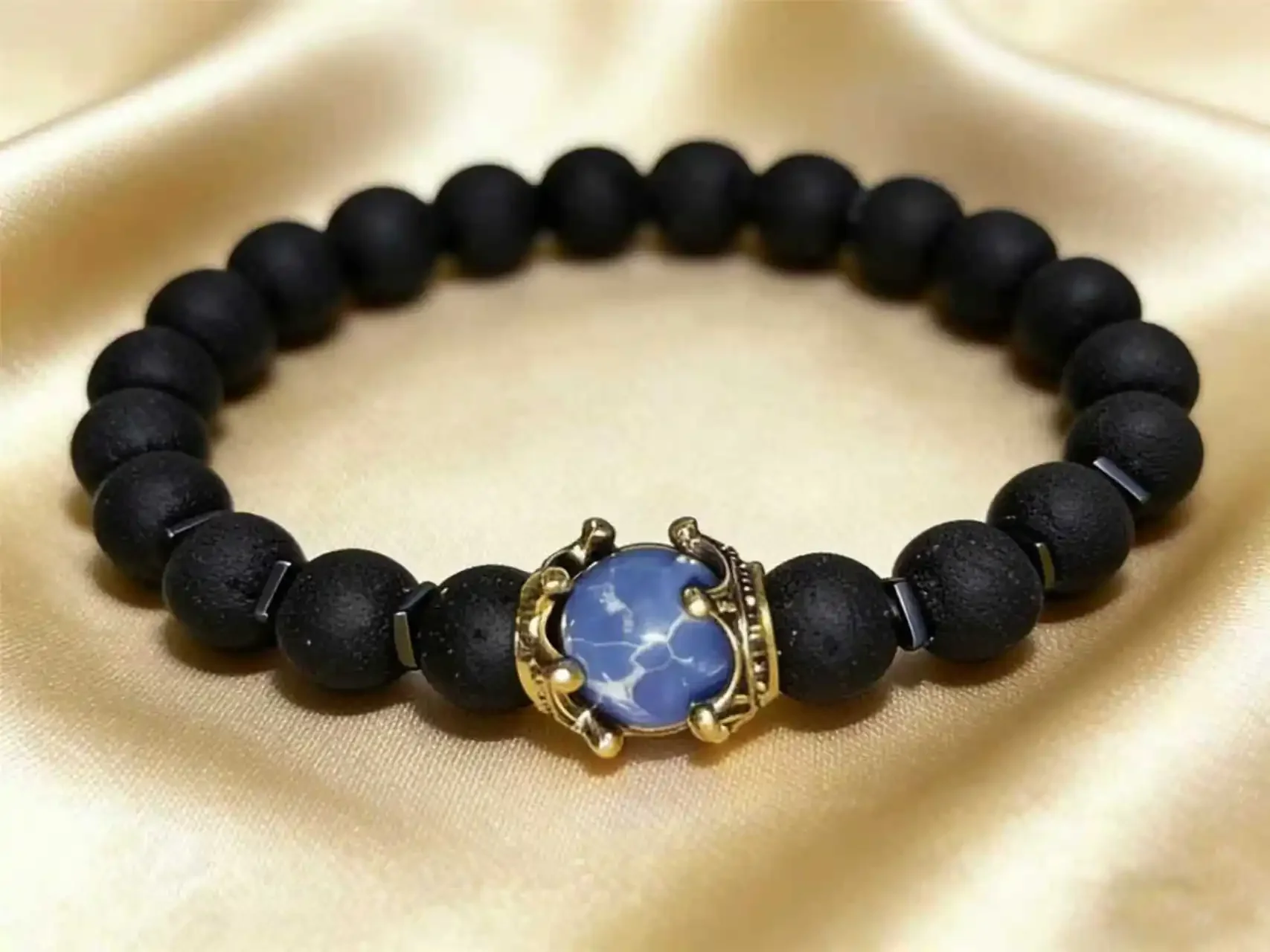 Herren Vintage Power Crown Armband, Natürliches Tigerauge & Hämatit Steinperlen-Armband, Modeschmuck Geschenk für Freunde – Detail 7