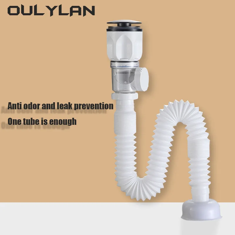 2024 Kitchen Sink Wash Basin Drain Pipe Hose Seal Anti Odor 90° Horizontal Drainage Pipe Drain System