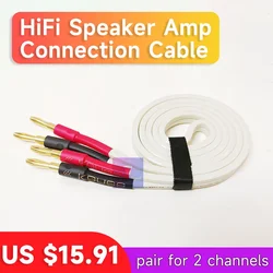 One Pair Stereo Speaker Wire with Banana Connectors for Audiophile HI-End Hifi Audio Cable for Amplifier Speaker